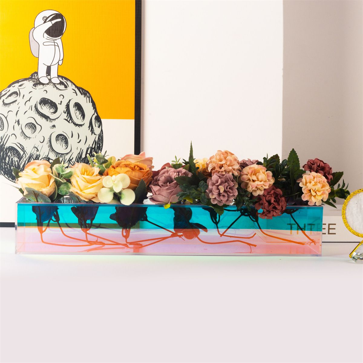 Flor rectangular de acrílico centro de mesa decoración único florero decoración del hogar o decoración de flores de la boda image 5