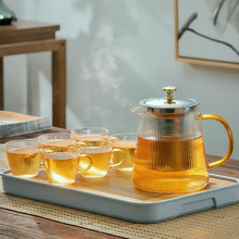 竖纹高硼硅玻璃茶壶 电陶炉加热煮茶壶烧水壶 不锈钢过滤内胆泡茶