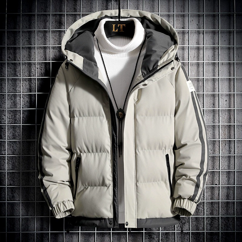 Хлопковая одежда, мужское модное Брендовое зимнее пальто с капюшоном на флисовой подкладке, утепленная теплая куртка на хлебном пуху, мужское зимнее пальто