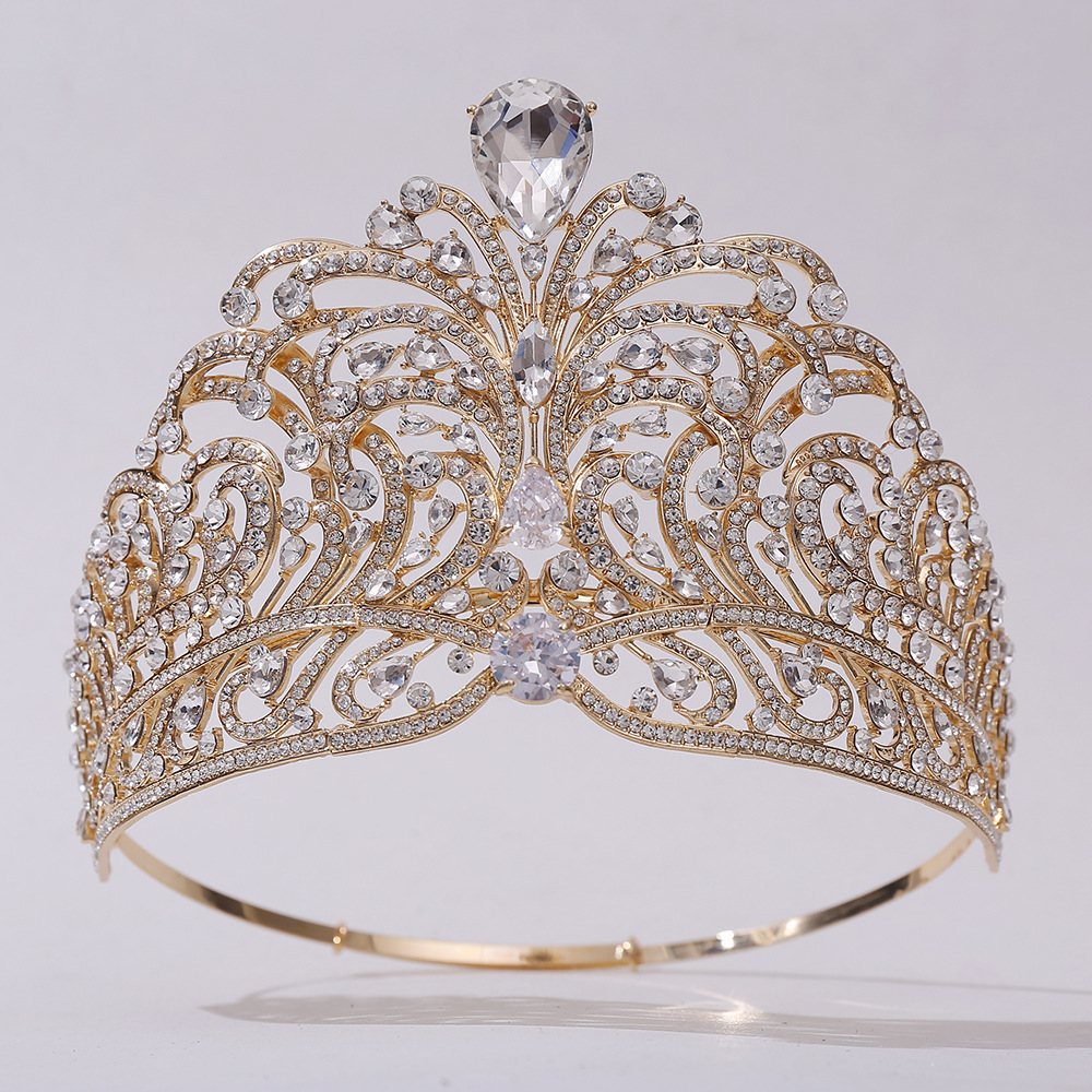 Queen Bridal Crown Alloy Inlay Artificial Crystal Rhinestones Zircon Crown display picture 5