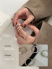 Small design silver ring from pearl, Korean style, trend of season, simple and elegant design, on index finger