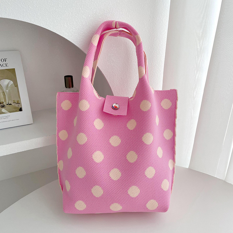 Bolsa de estilo coreano de las mujeres nicho diseño contraste color lunares punto hombro bolso de mano bolsa de compras de gran capacidad