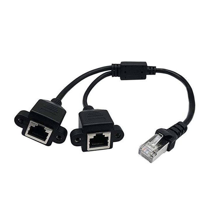 RJ45一分二连接器 RJ45网口连接器 网口转接器 连接线 一公二母