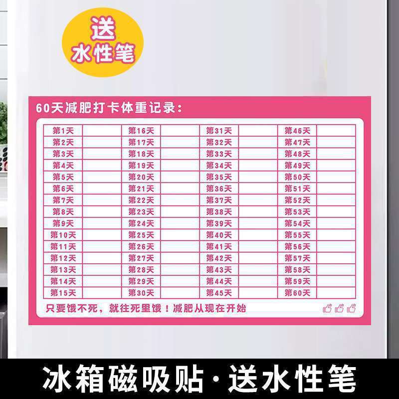 计划表减肥打卡记录表天天天天减肥墙贴磁吸批发|undefined