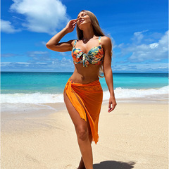 2023 European and American New Separate Swimsuit Women's Beach Vacation Three-Piece Cover-Up Bikini Export Bikini