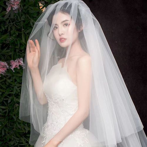 新款拖尾头纱面纱款新娘结婚头纱超仙头纱森系旅拍韩版超长头纱
