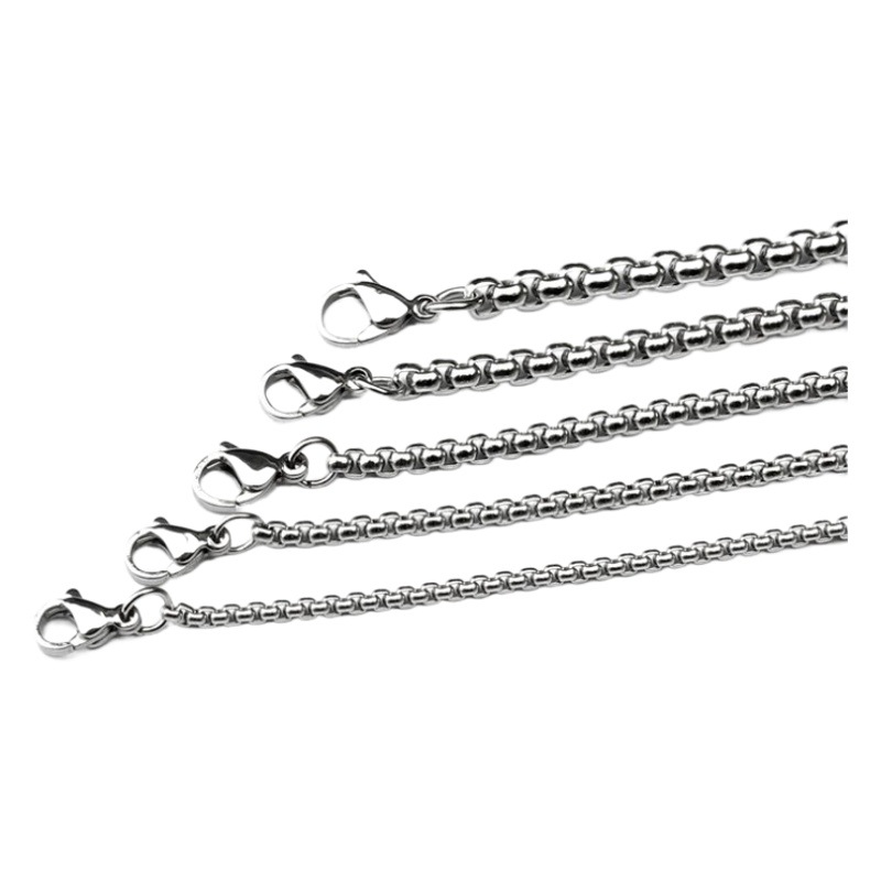 Large Quantity of In-Stock 304 Stainless Steel Square Pearl Chain Titanium Steel Necklace Jewelry for Women, Versatile and High-End Design Accessory Chain