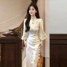 2025秋冬新款质感中式国风改良旗袍裙高级感气质超修身包臀连衣裙