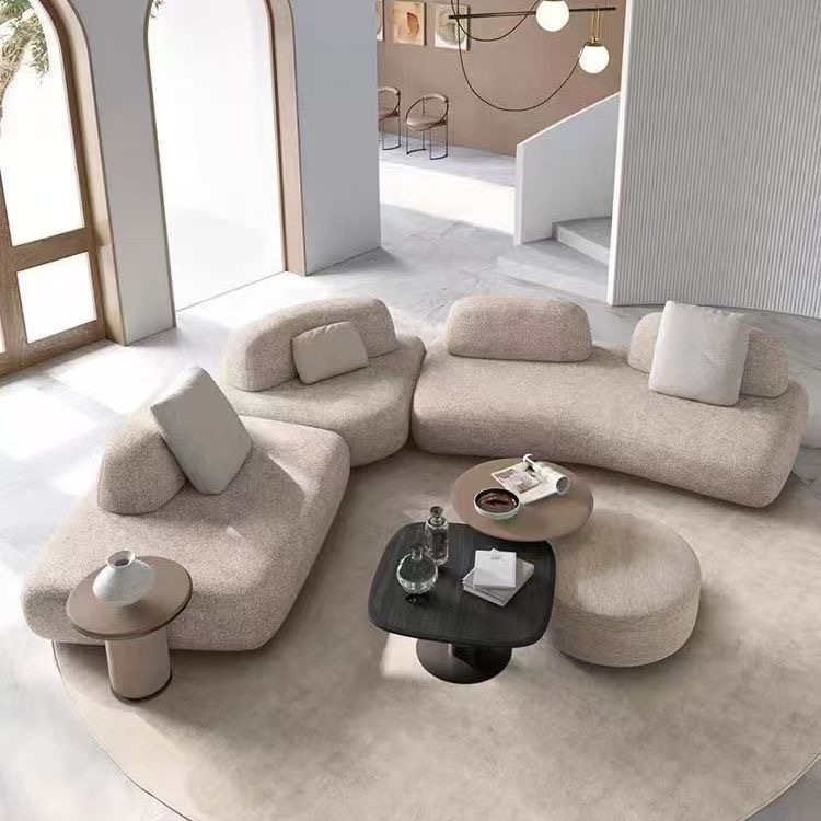 Sofá de tela minimalista italiano, sofá de viento tranquilo, sala de estar de gran tamaño diseñador de bloques de tofu combinados con módulo de isla