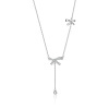 Necklace with bow with tassels, cute pendant, silver 925 sample