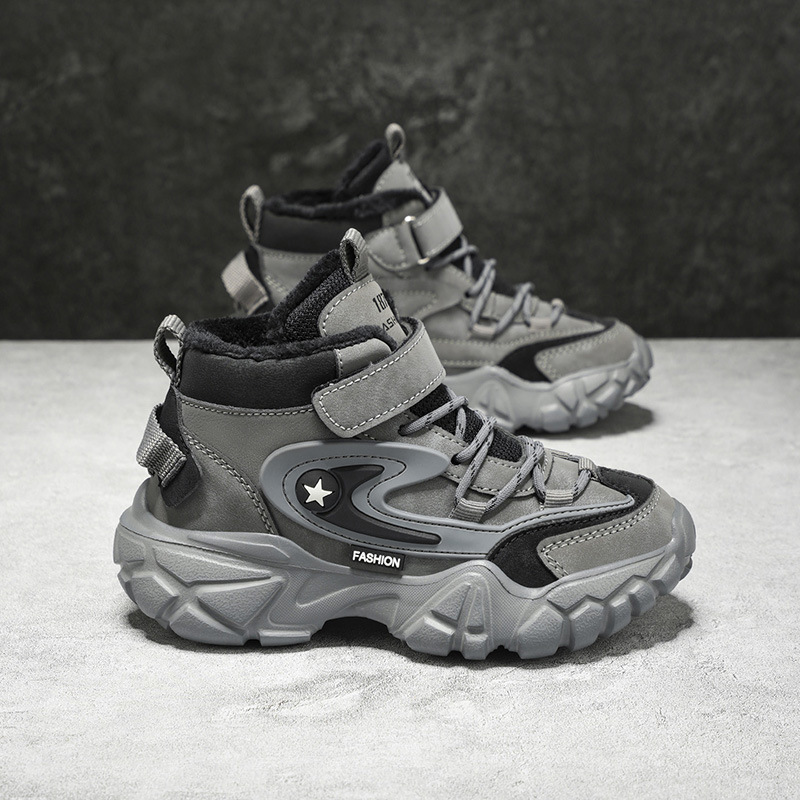 Winter New Children's Cotton Shoes with Plush Lining, Thickened Snow Boots, Fashion Boots, Dad Shoes, Snow Boots