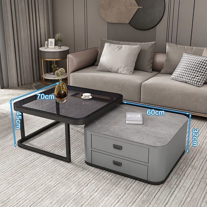 Mesa de té personalizada panel de roca TV combinación moderna y simple sala de estar casera vidrio cuadrado minimalista