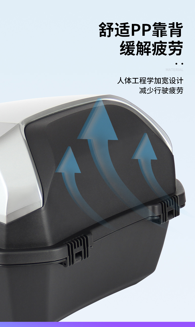 Electric Vehicle Trunk, Battery Car Rear Trunk, Large-Capacity Storage Tool Box, Storage Box, Universal for Scooters