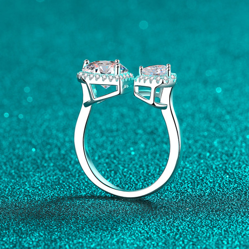 925 sterling silver live ring for women moissanite heart connected ring plated pt950 gold meson manufacturer wholesale