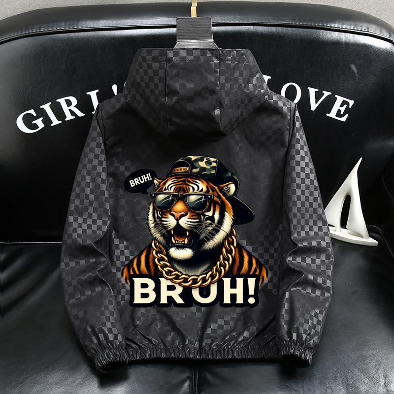 Veste à capuche homme légère coupe ample style décontracté_voghion.com