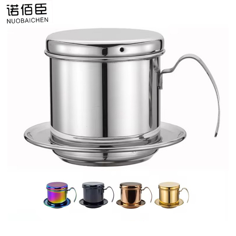 Coffee Drip Pot Home Hand-Brewed Stainless Steel Coffee Filter Cup Set Portable Drip Pot with Customizable Logo