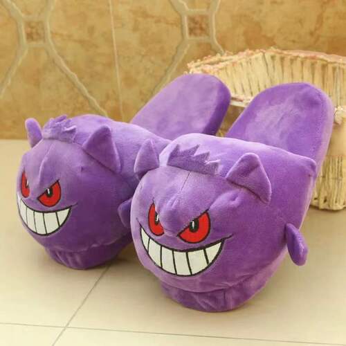 Cartoon Pokémon Pikachu plush cotton shoes, light velvet slippers, sewing shoes for parent-child couples, plush slippers