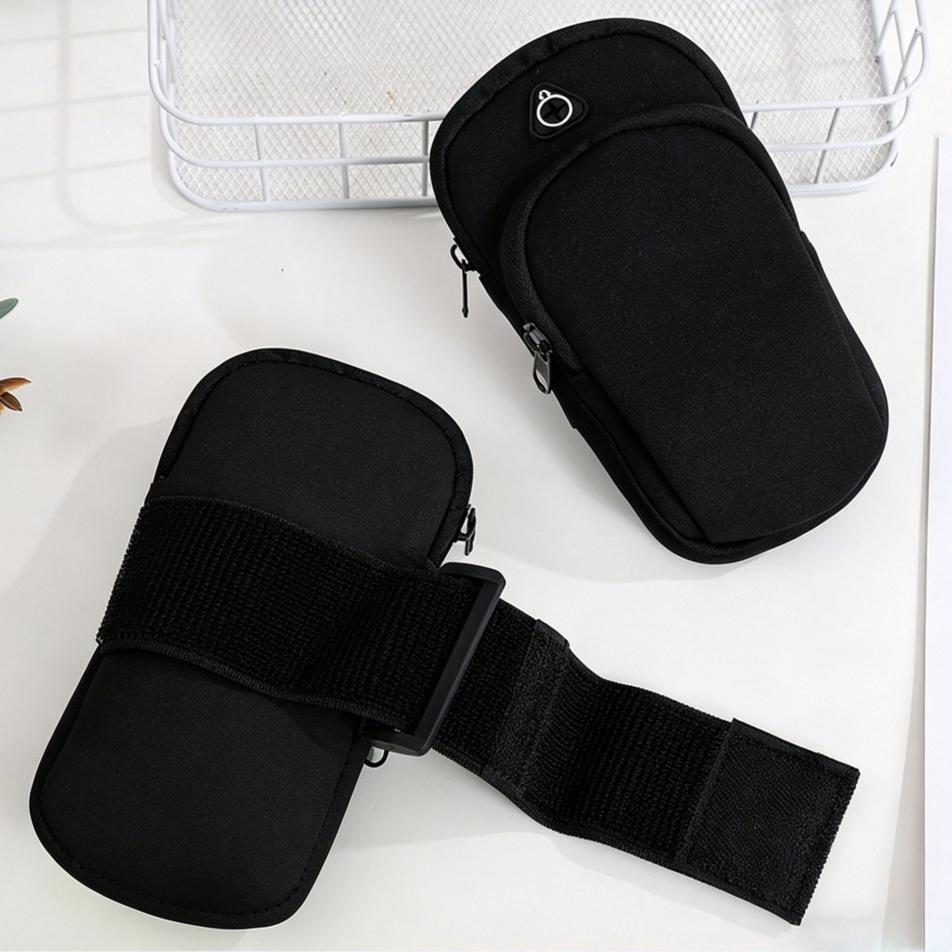 Double-layer zipper sports phone arm bag, breathable running arm sleeve, unisex, fitness outdoor portable storage bag