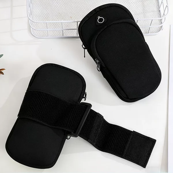 Double-layer zipper sports phone arm bag, breathable running arm sleeve, unisex, fitness outdoor portable storage bag