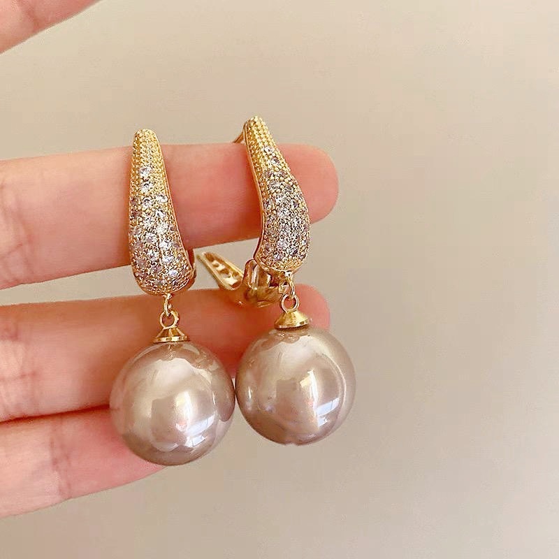 法式復古高級感輕奢珍珠耳環女赫本氣質港風紅色小眾時尚網紅耳飾