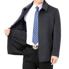 中老年羊绒大衣男士短款风衣服秋冬季爸爸装高档休闲羊毛呢子外套