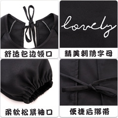韓版長袖圍裙家用廚房防污耐磨洋氣罩衣女工作服logo印字圍腰