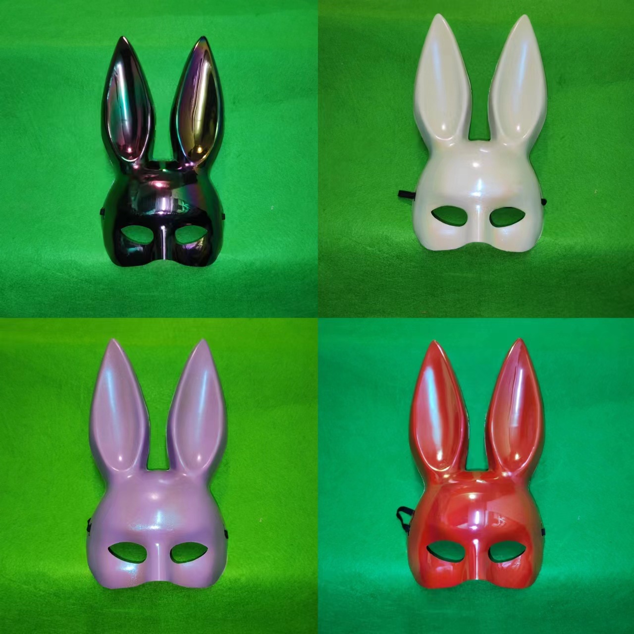 Accesorios de Disfraces de Conejita para Halloween, Media Cara, para Fiestas de Disfraces, Bares, Manualidades, Conejo Colorido Galvanizado