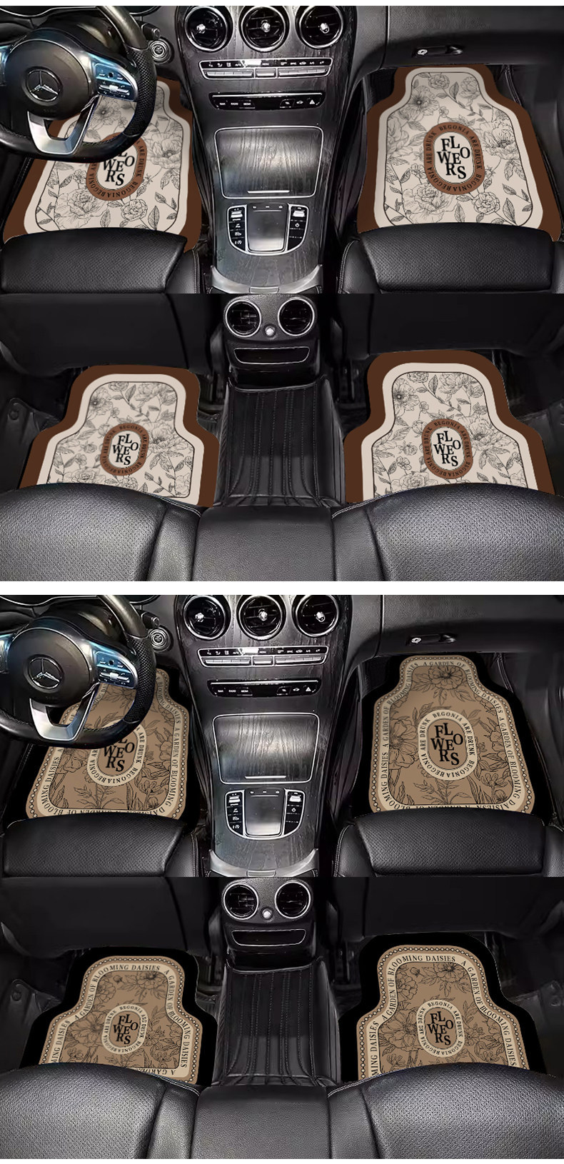 Car Floor Mats, Universal for All Seasons, High-End Diatom Mud, Non-Slip and Dirt-Resistant, Women's Car Interior Decorative Mats