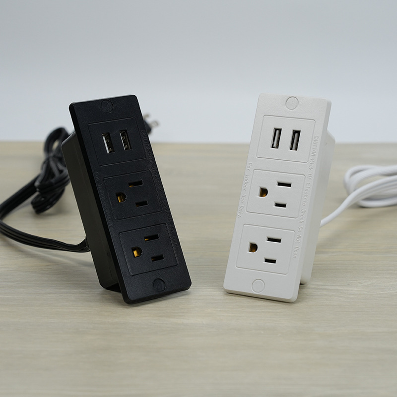 Manufacturer Certified US Standard USB Embedded Office Furniture Socket US Standard Bedside Power Strip American Style Plug Plate Wire Box