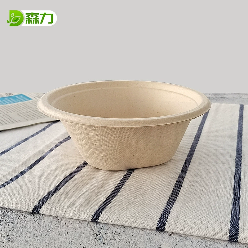 Disposable packaging box with lid Sugarcane pulp degradable pulp tableware Dumpling soup vegetable takeaway packaging box