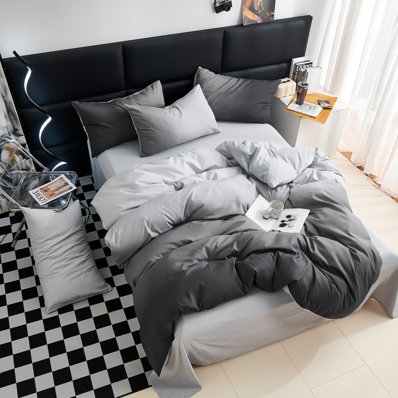 Cross-border Minimalist Gradient Bedding Four-piece Set, Washed Cotton New Home Textile Duvet Cover, Dormitory Single_voghion.com