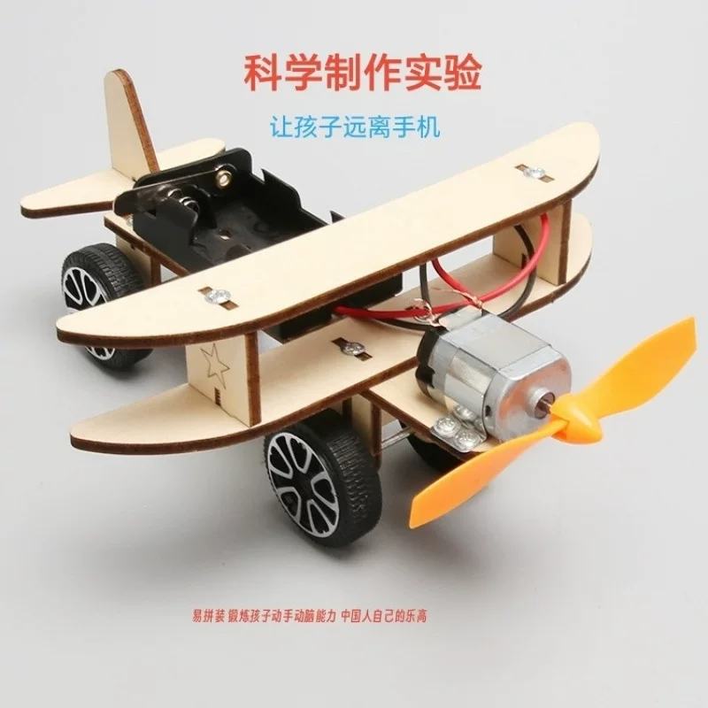 Wooden airplane for experiments, DIY, science, mini experiment, training