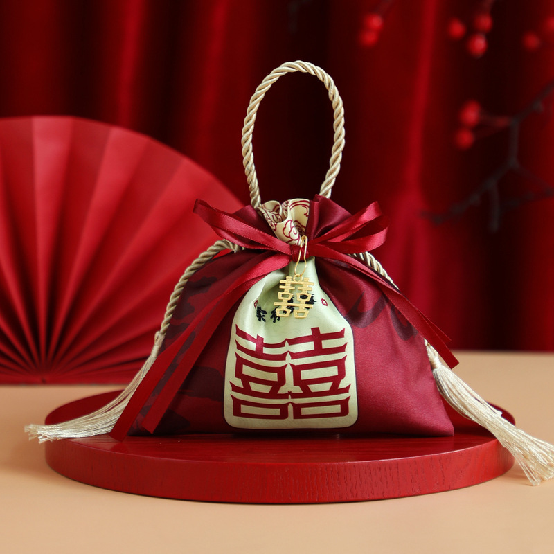 结婚喜糖袋子2025新款高级感婚礼订婚专用糖果布袋喜糖盒子免折叠|undefined