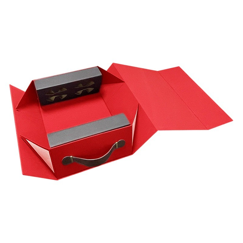 Высококачественные 2 комплекта красного вина Складная Подарочная коробка оптом вино трансграничная портативная Подарочная коробка черная упаковочная коробка в наличии