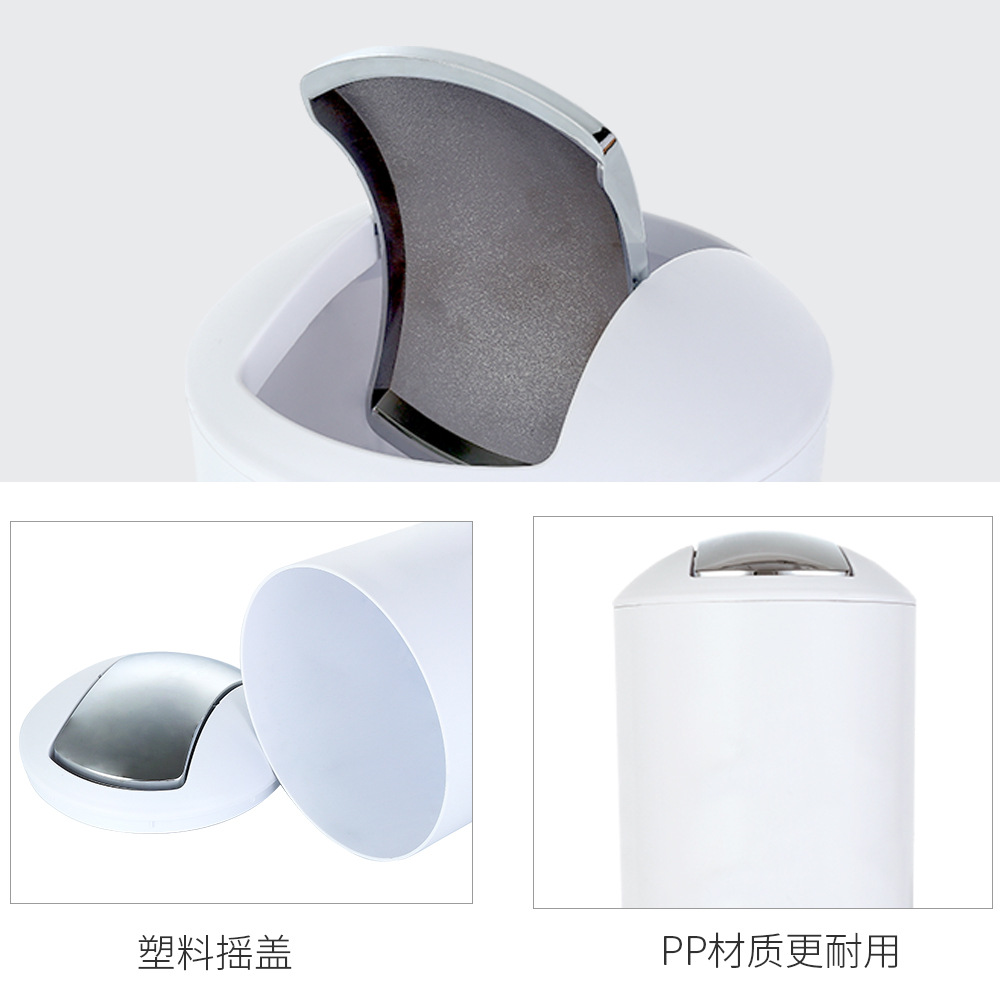 Color sólido del hogar bote de basura de plástico bote de basura con tapa del hogar inodoro bote de basura de la cocina bote de basura sala de estar de basura