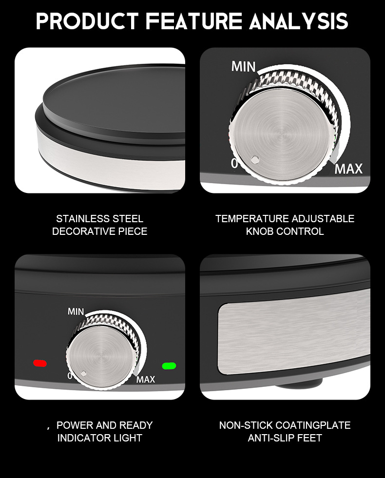 Grensoverschrijdende dunne multifunctionele loempia-, crêpe-, pannenkoeken-, frituur- en grillmachine_voghion.com