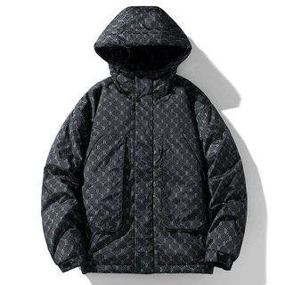 高档羽绒服男连帽大口袋保暖时尚潮流青年羽绒外套轻奢品质