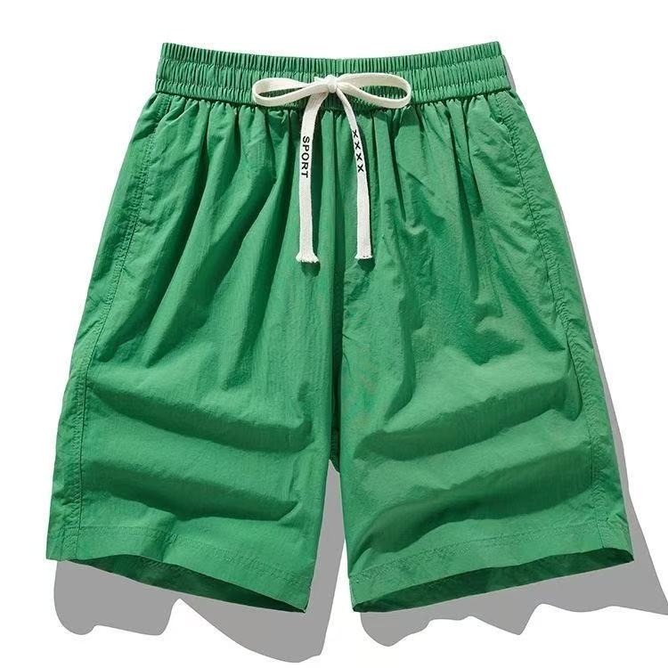 Ice Silk Casual Pants Men's Solid Color Simple Breathable Elastic Band Straight Outdoor Sports Loose Casual Shorts