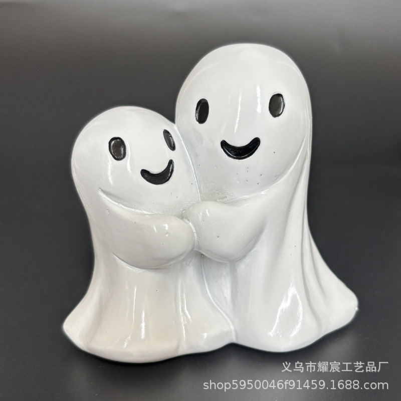 爆品跨境新品万圣节可爱白幽灵派对装饰庭院摆件书房桌面装饰小摆|undefined