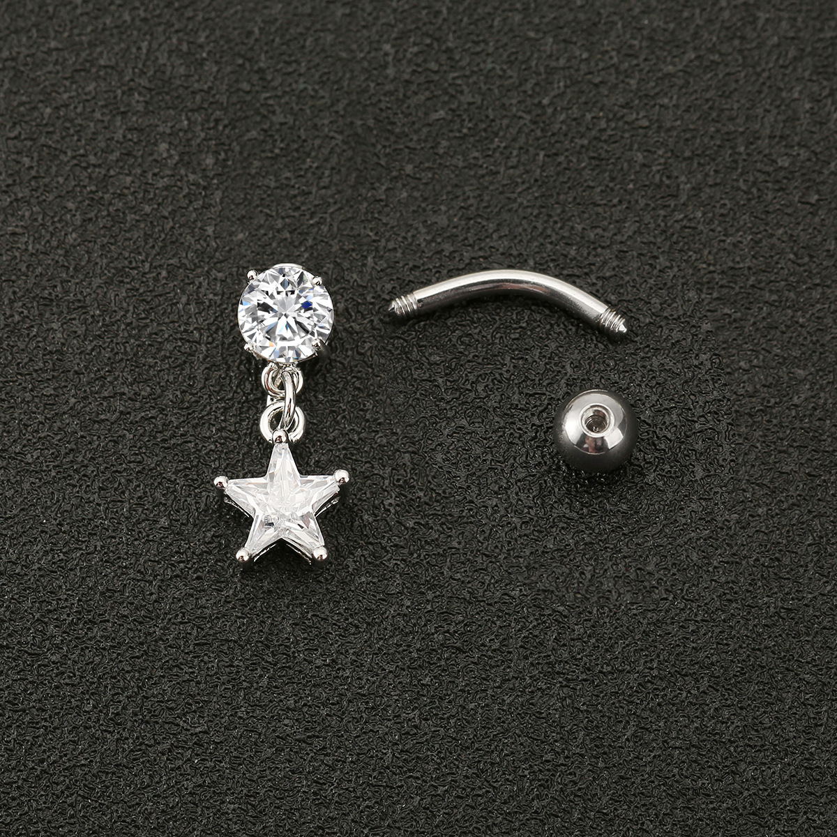 Modischer Pentagramm Und Seestern Bauchnabelpiercing Mit Zirkonia_voghion.com