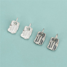 S925纯银英文字母方牌吊坠ins风手链项链挂件饰品DIY手串配件材料