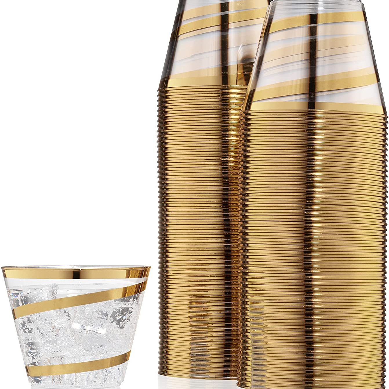 9oz oro patrón espiral plástico vino desechable taza comida occidental bebida aire PS Copa