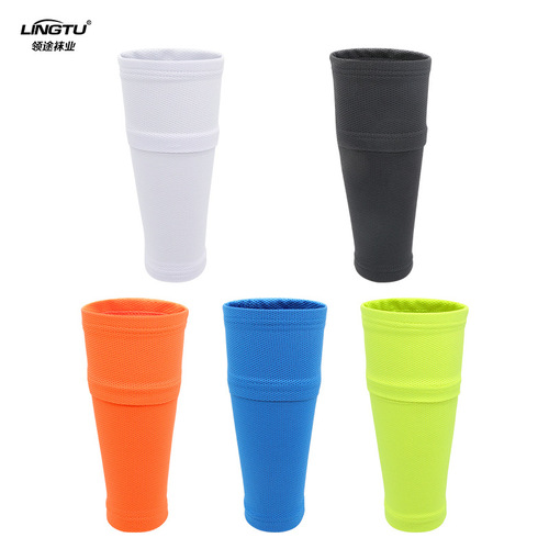 Double-layer high-elastic silk football socks with invisible pockets, long leggings, sports bottomless socks, shin guards