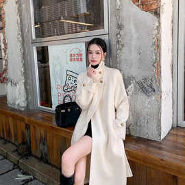 商场货轻奢高级感休闲中长款羊毛大衣外套