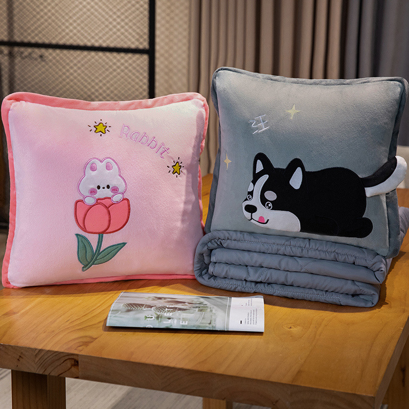 Cute almohada multicinética, edredón de doble propósito, manta de siesta de oficina, edredón espeso, almohada de cojín de automóvil, almohada de cojín