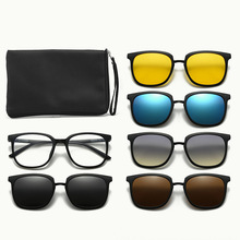 磁吸套镜五合一磁吸多功能驾驶夜视镜夹片式偏光太阳眼镜近视框架