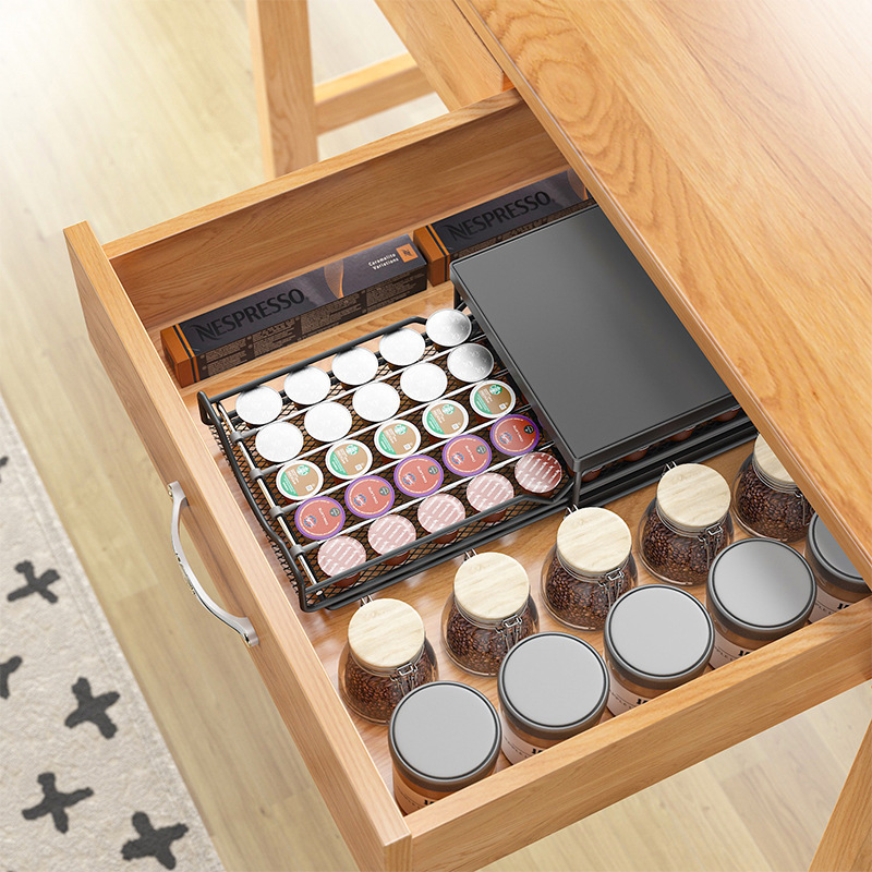 Transfronterizos Amazon Coffee Maker Cup Stand Desk Desk Side Comedor Drawer Coffee Capsule Stand Bar Almacenamiento