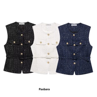 6151YPBB 2025 European and American Fengchun Women's Belt Jewelry Beaded Slub Vest