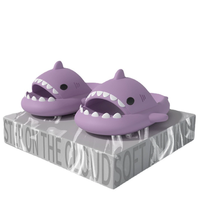 Тапочки-акулы для лета, тапочки для взрослых пар, для дома, забавные, нескользящие, с мультяшным дизайном, мужская обувь для улицы, повседневные и долговечные.