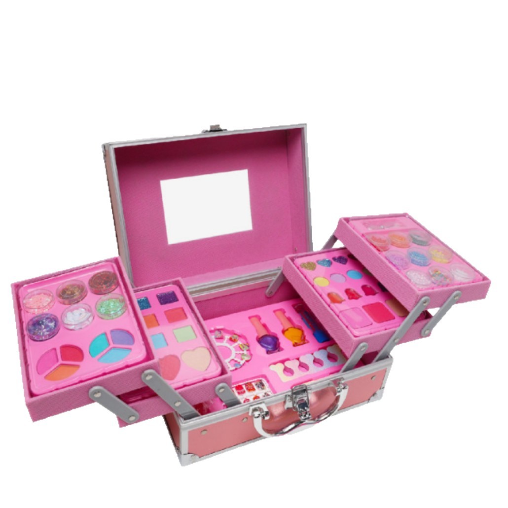 Niños maquillaje casero bolsas juguetes lápiz labial blush ojos esmalte de uñas princesa niña caja de cosméticos